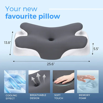 Cooling Memory Neck Pillow, Adjustable Ergonomic Memory Foam Neck Pillows, Cervical Support