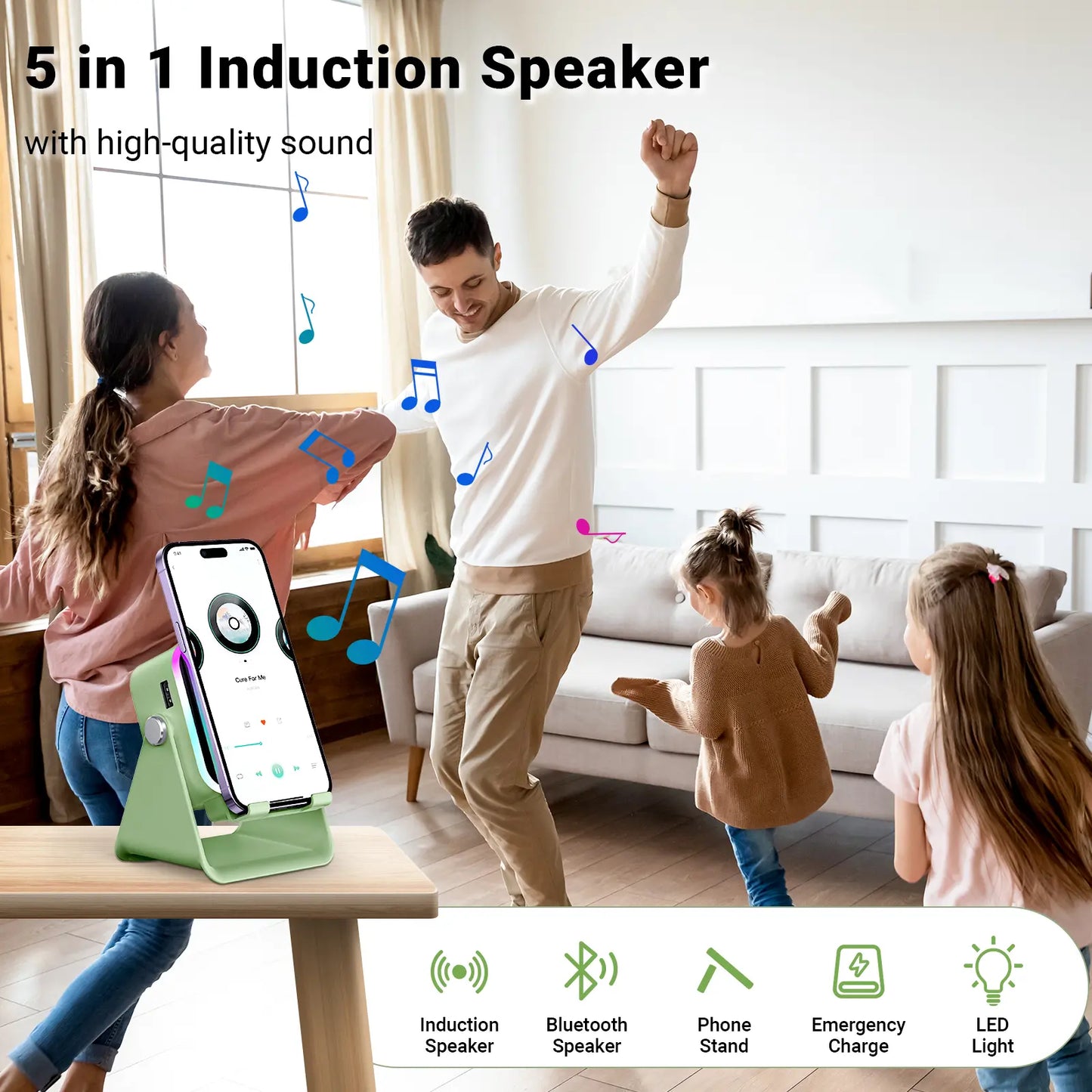 5-in-1 Wireless Charging Phone Stand with Power Bank