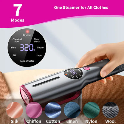 Garment Steamer for Clothes, Portable Travel Clothing Steamer Iron, 7 Mode with LED Display, 5s Fast Heating, 90° Swivel Handle, New Year Gift,Summervibes